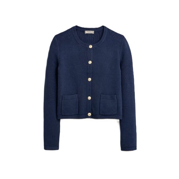NWT J.Crew Emilie Sweater Lady Jacket in Navy Blue Cotton Knit Cardigan M - Picture 1 of 7